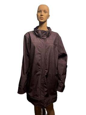 Free Country Women's Purple Softshell Trench Coat with Faux Fur Lining